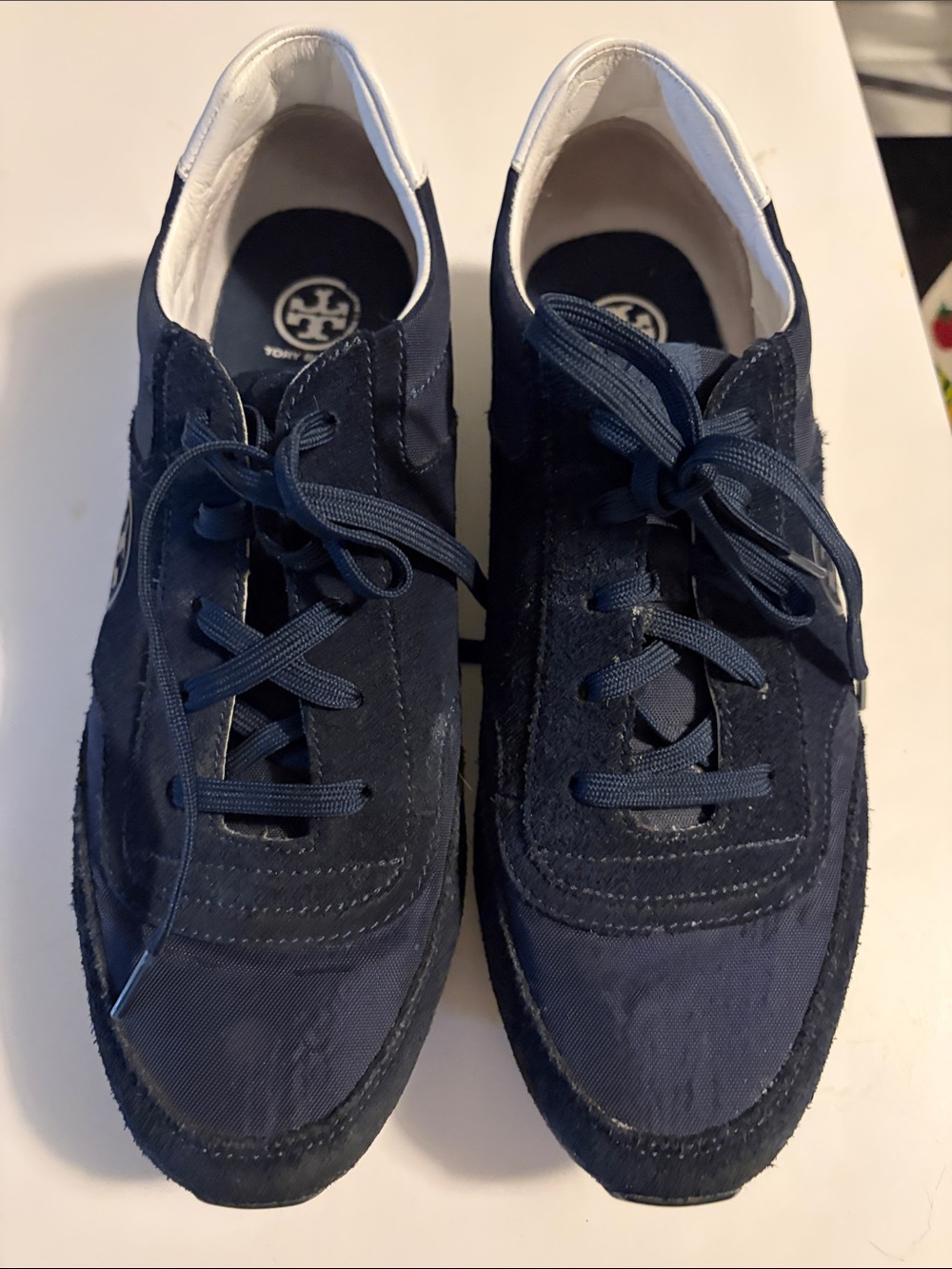 Tory Burch black Suede & Canvas Lace-Up Sneakers size 10m